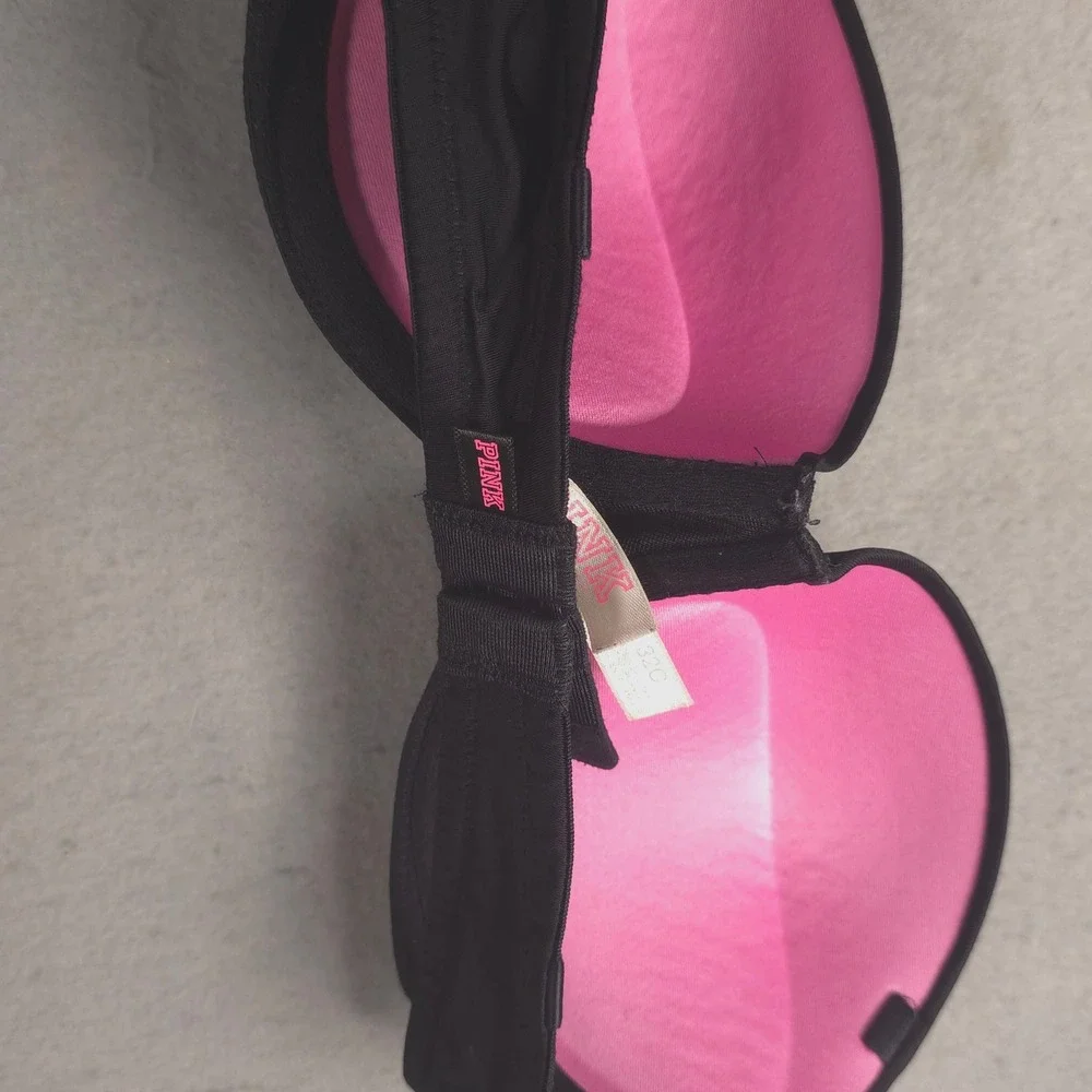 PINK Strapless Bra Black Padded‎ Push Up Everyday Lingerie Size 32C